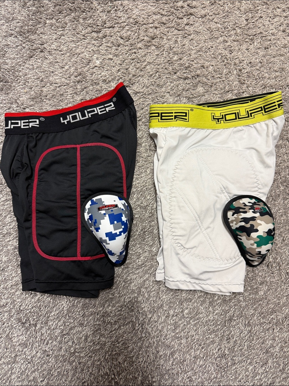(2) Pairs of Youth Youper Padded Sliding Shorts, Size S, includes 2 soft cups.